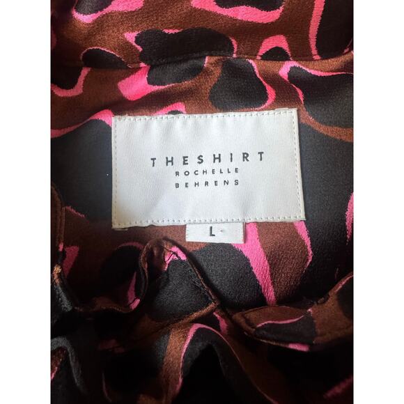 The Shirt (Rochelle Behrens) | Brown + Pink Long Sleeve Bow Blouse | Size Large - Picture 4 of 5